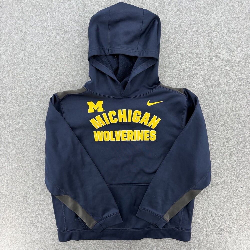 Nike Dri-FIT Michigan Wolverines Hoodie Youth XL Navy Football Pullover Blue